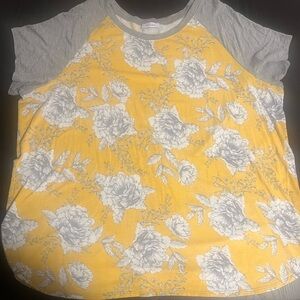 Floral Yellow and Gray Women's Top